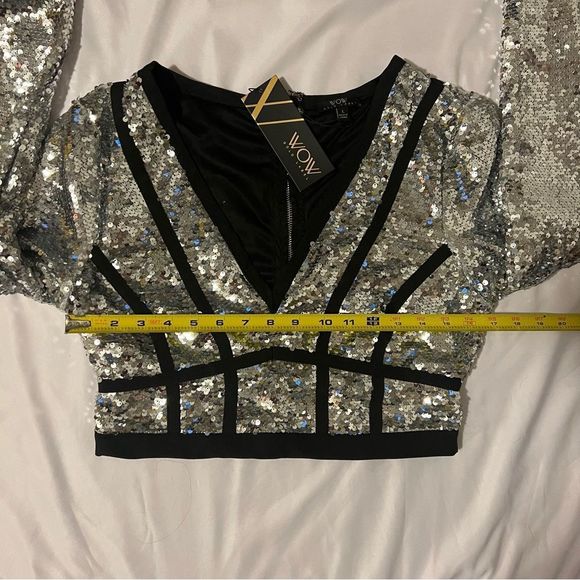 Silver Sequined 2 Piece Skirt Cropped Jacket - Picture 10 of 16